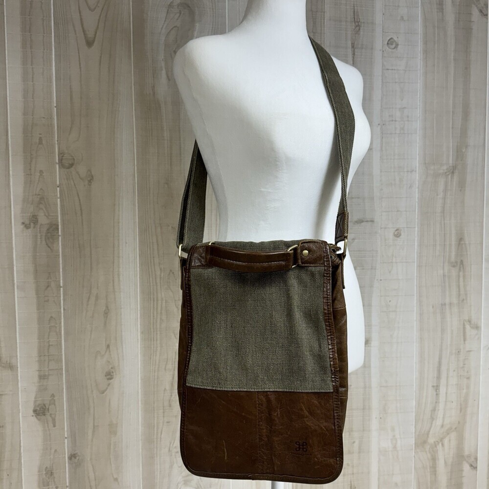 Carraig Donn Ireland Leather /Canvas Front Flap Messenger Shoulder Crossbody Bag - Picture 3 of 15